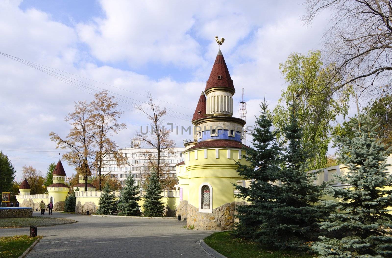 fairy castle in the Pushkin garden.Chelyabinsk.Russia. 