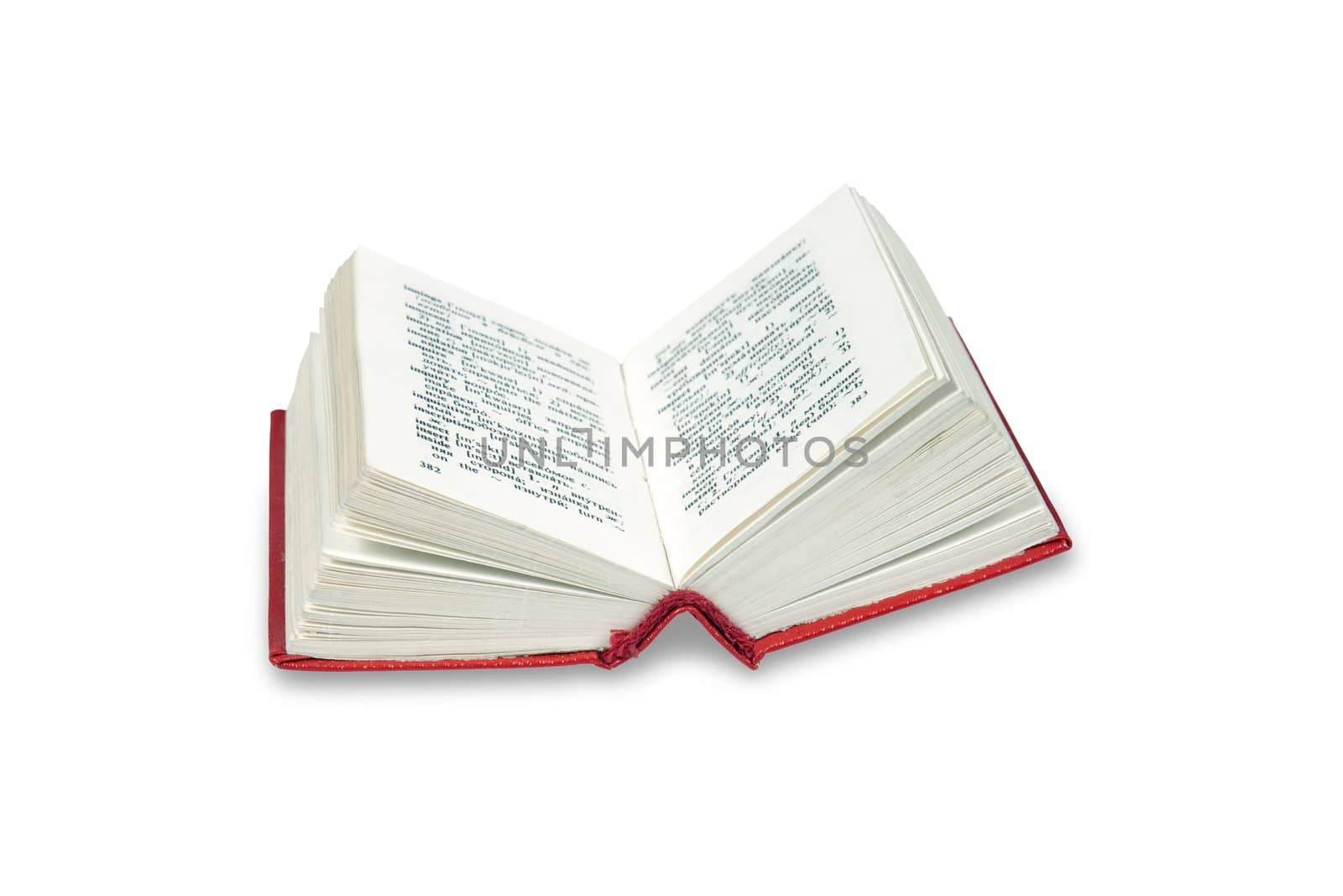 Open a small dictionary isolated on white with clipping path