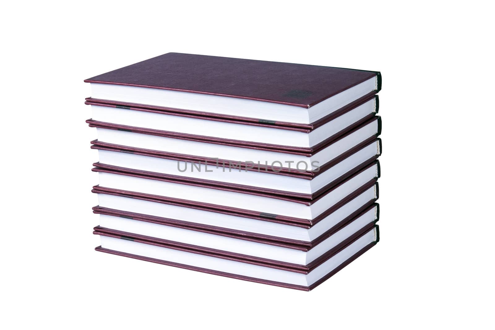 The books are neatly stacked   isolated on white with clipping path              