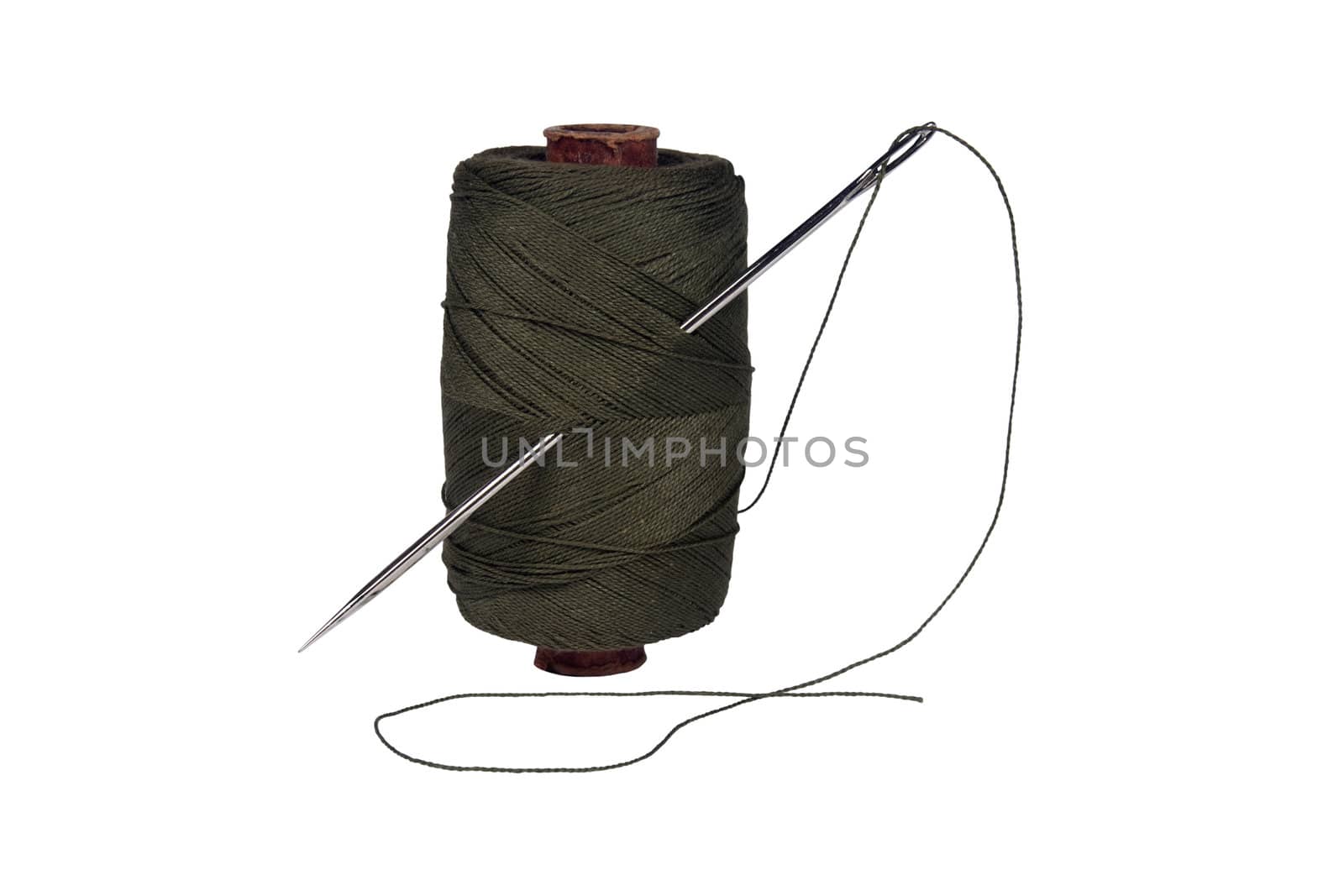 Spool of thread. Needle isolated on white with clipping path