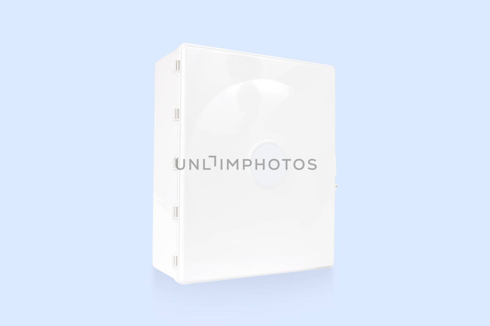 White box isolated on blue with clipping path