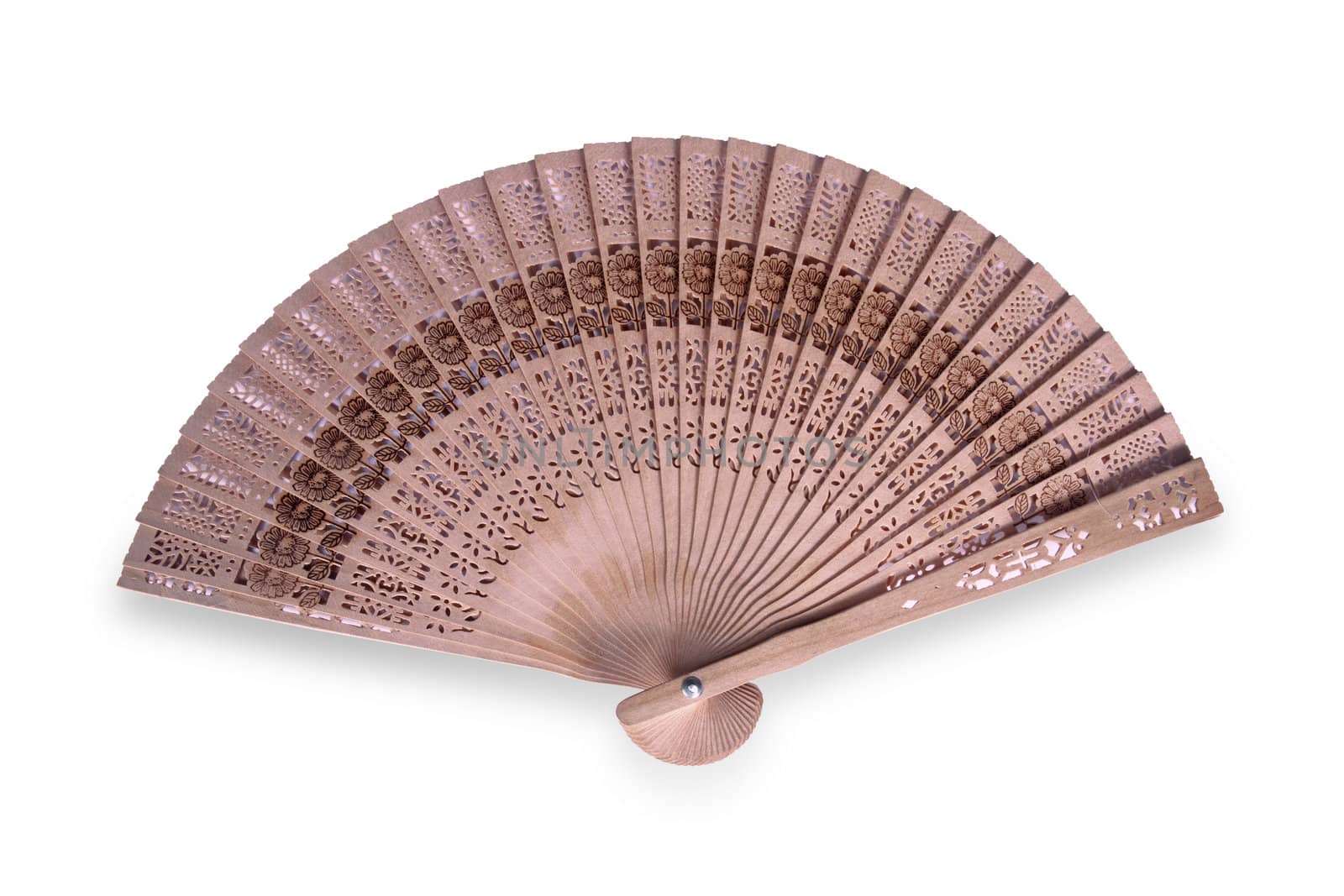 Fan wooden isolated on white with clipping path