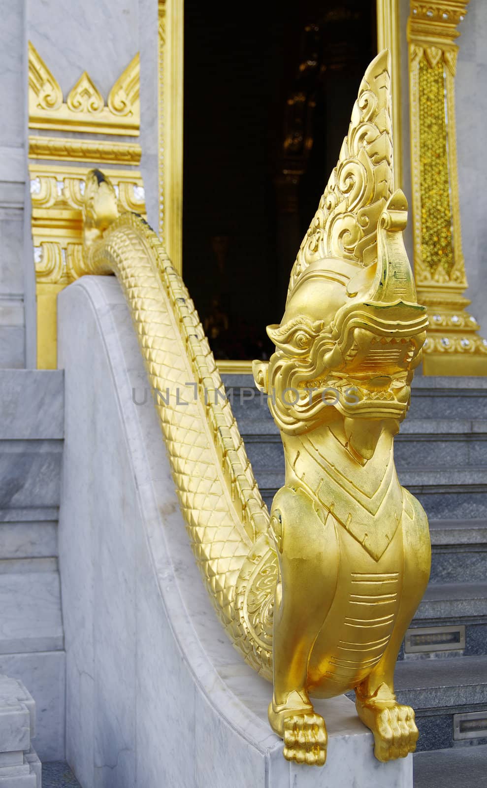 the golden dragon stairway in temple