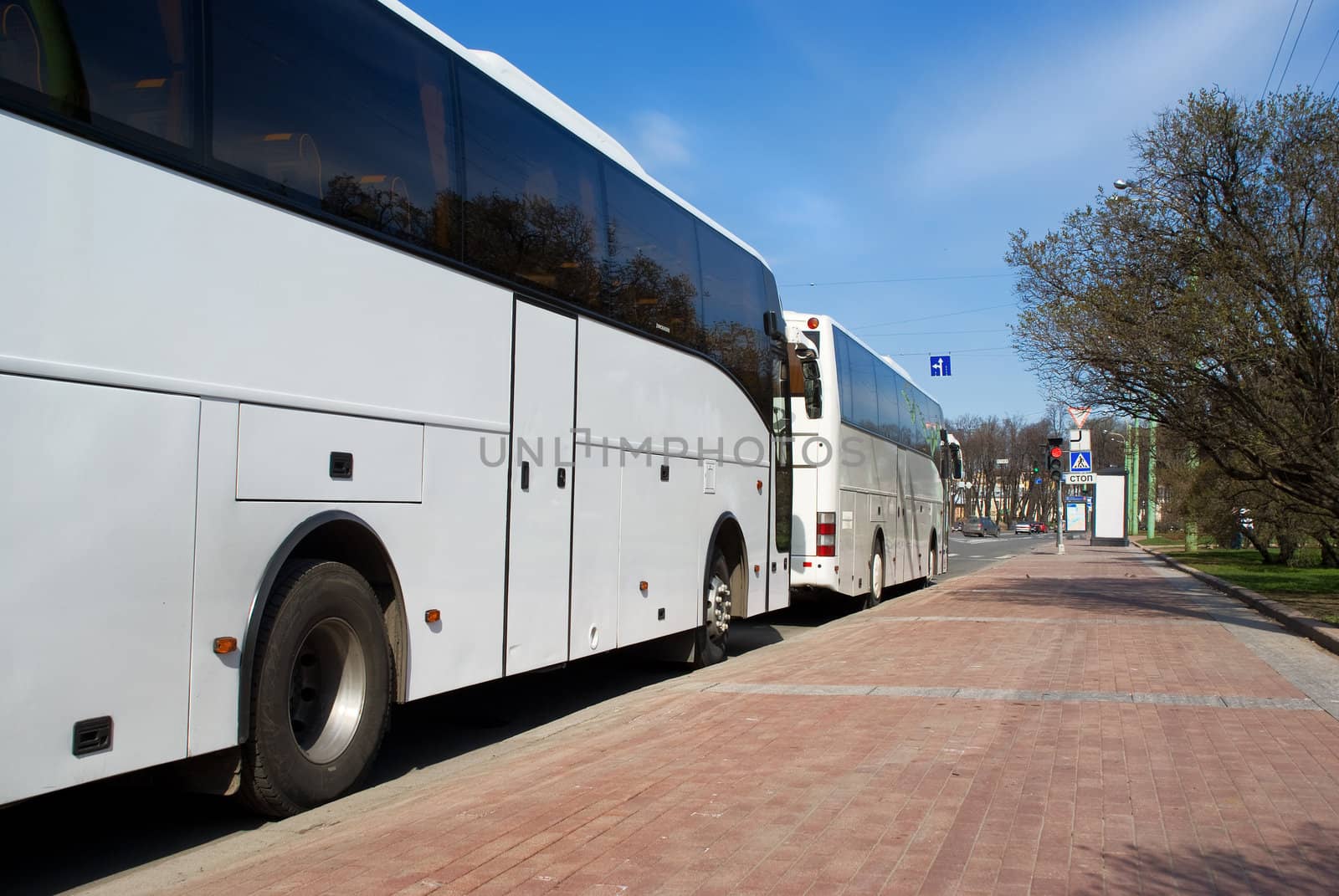 Russia. St. Petersburg. Parking of buses.