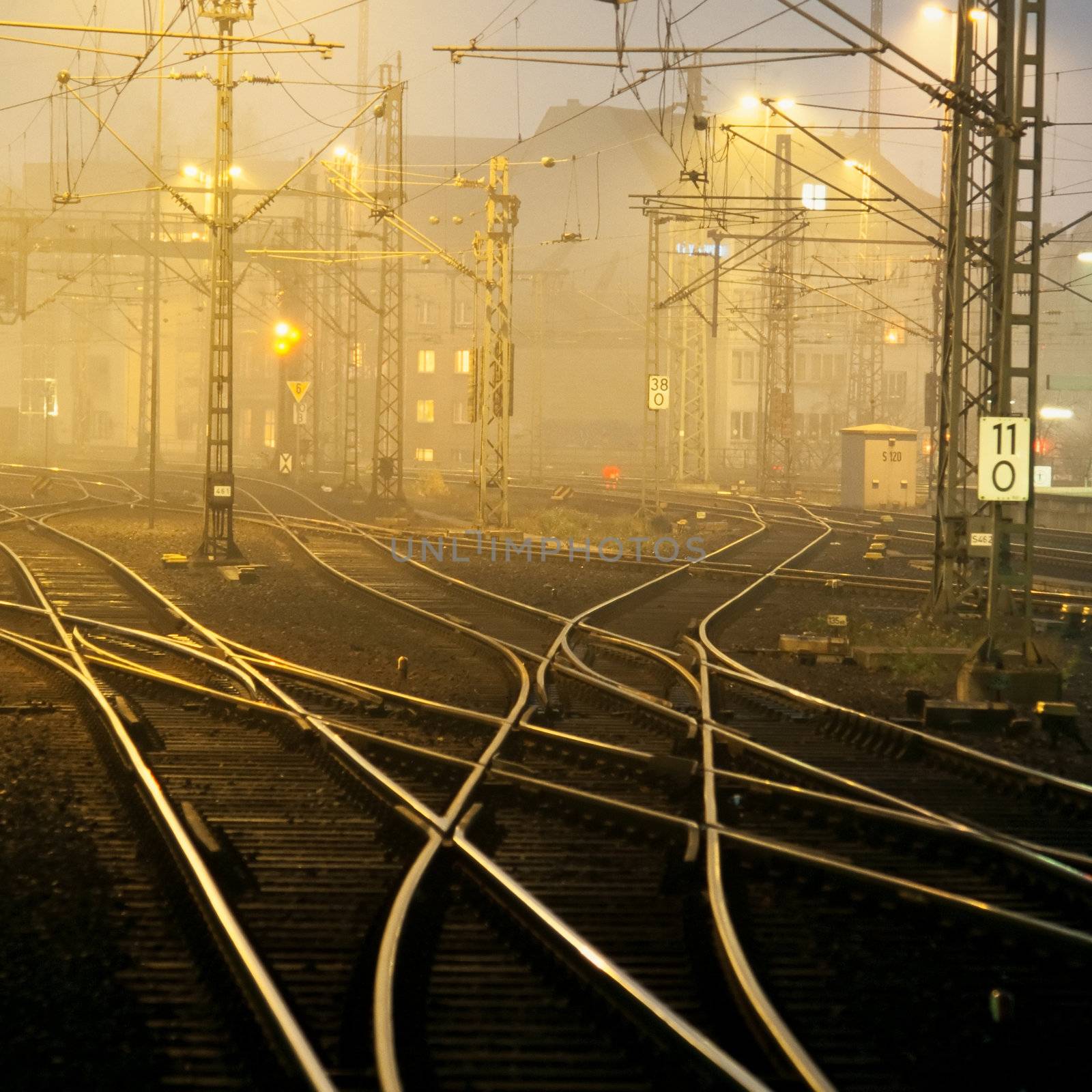 Confusing railway tracks at night by PiLens