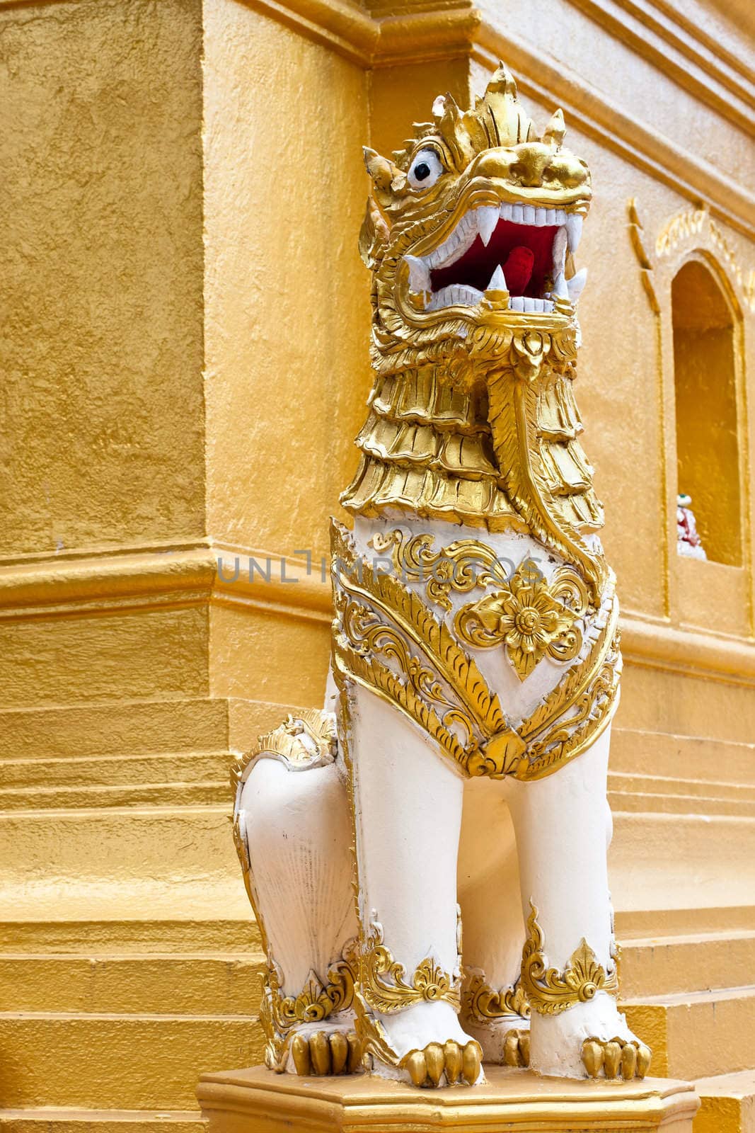 Singha statue in a temple in northern Thailand.
