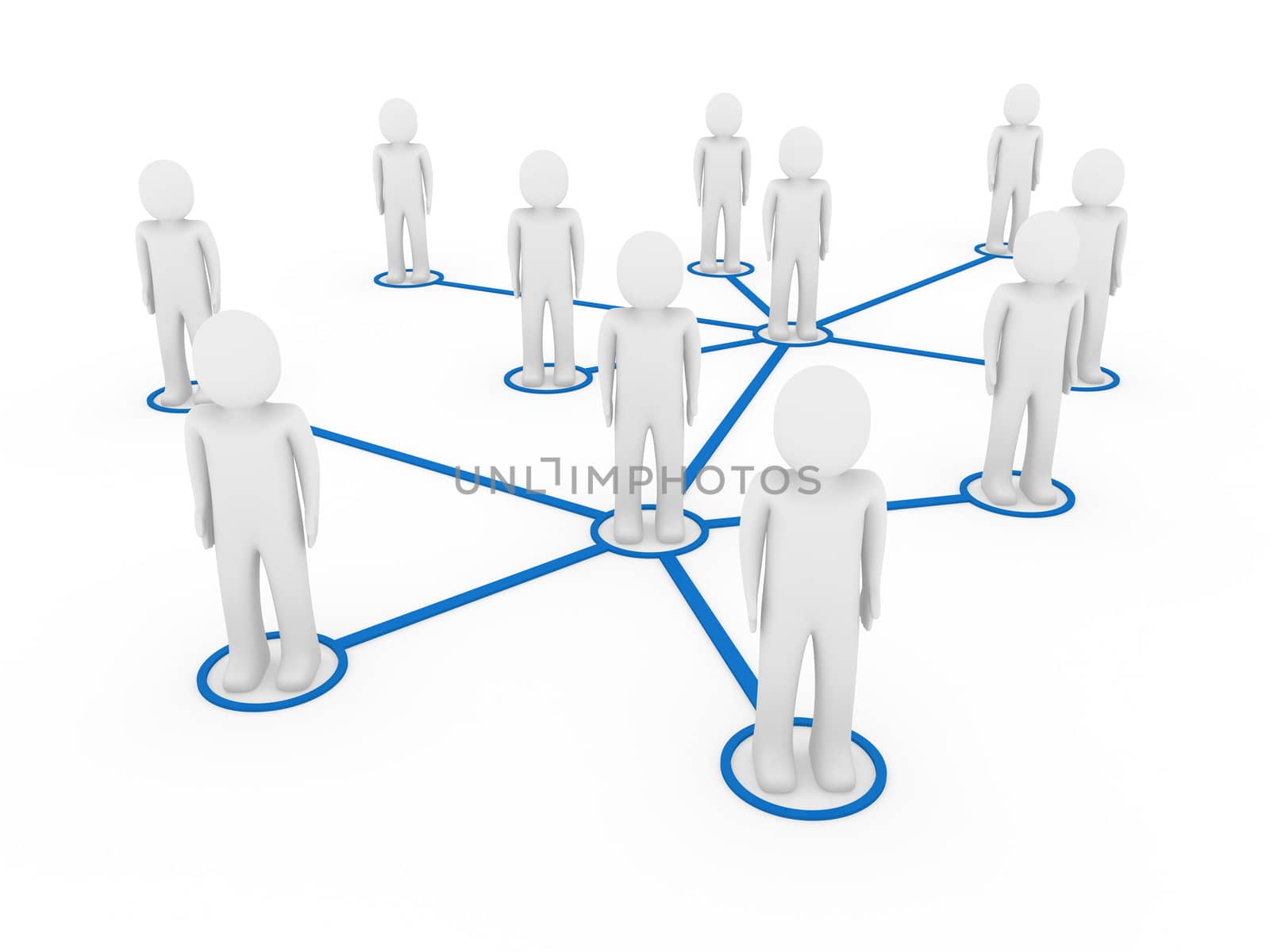 3d men network social blue people connection teamwork
