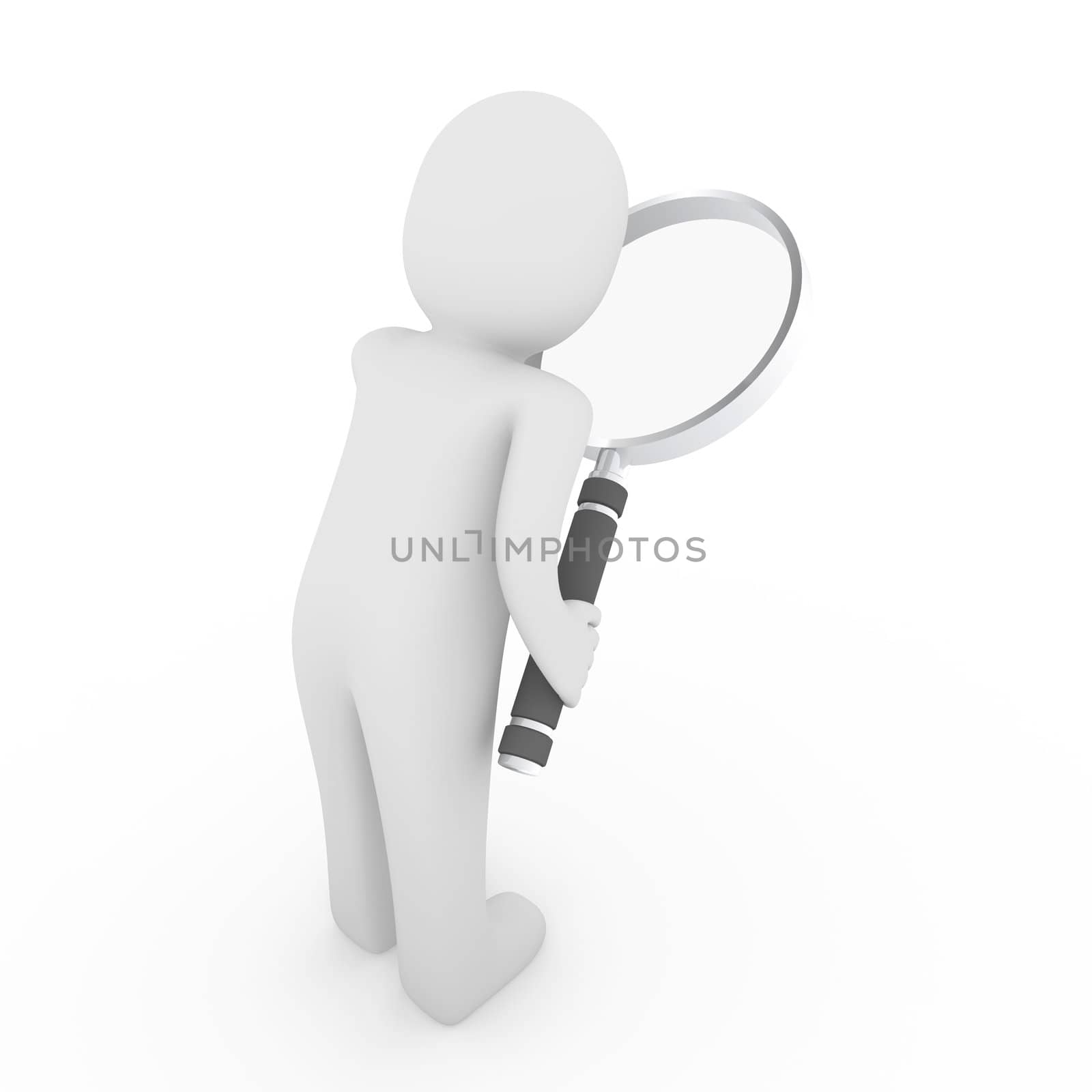 3d man human loupe search focus web business