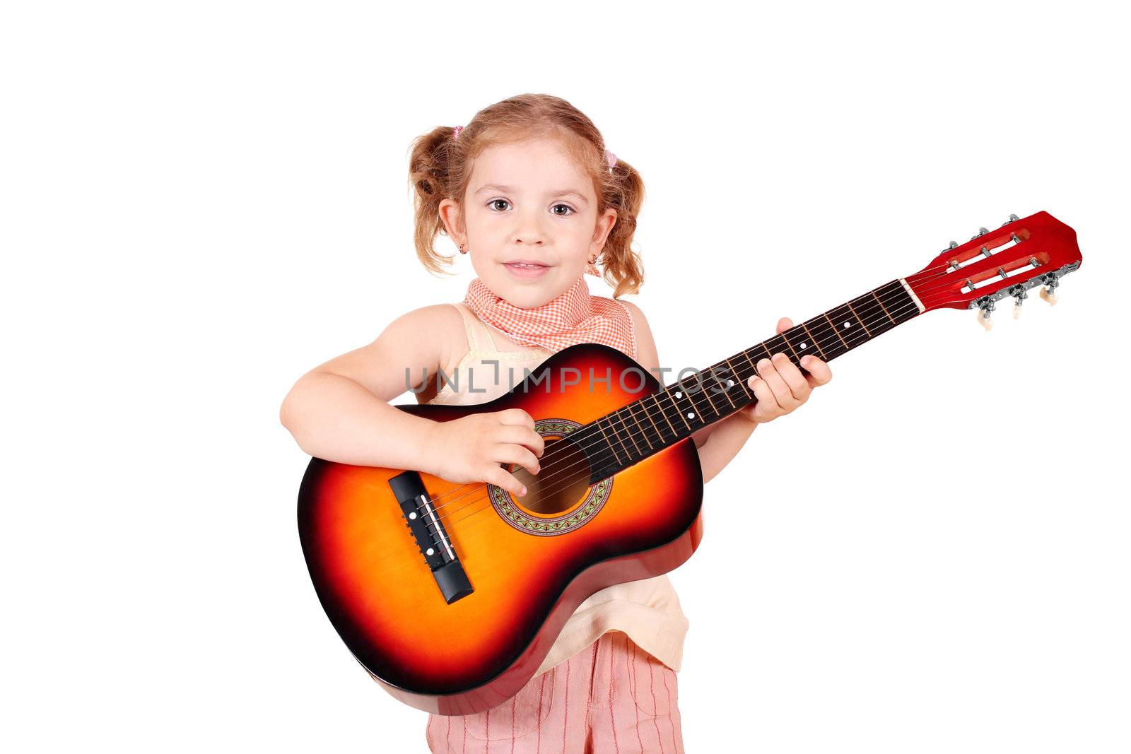 little girl play acoustic guitar by goce