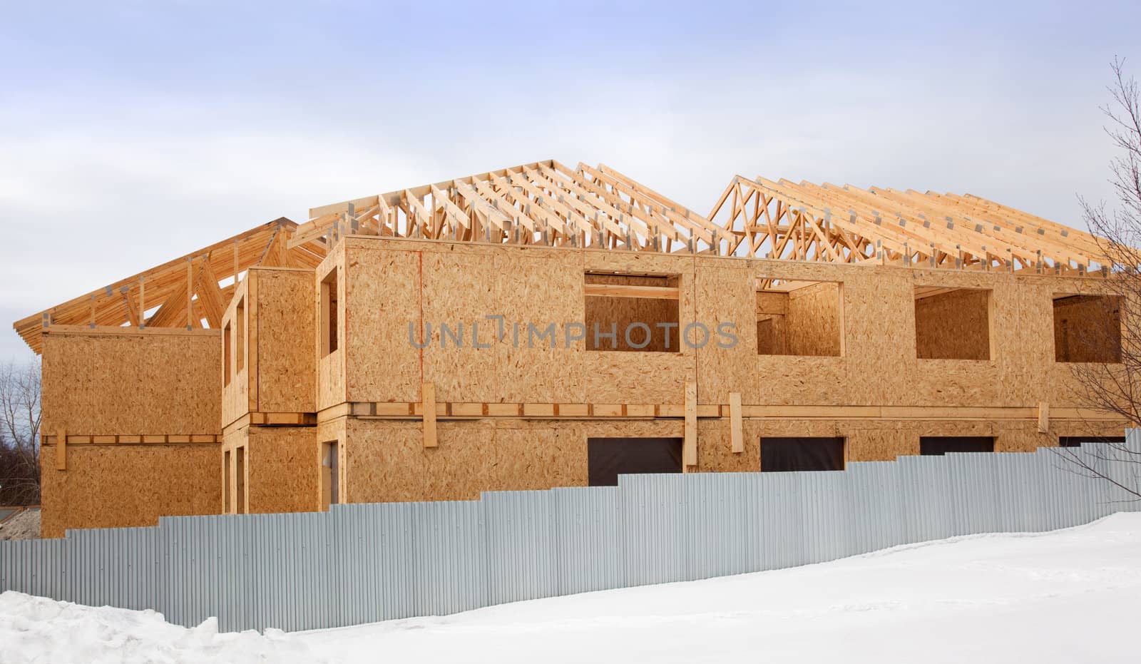 Second floor and roof of a new house during construction