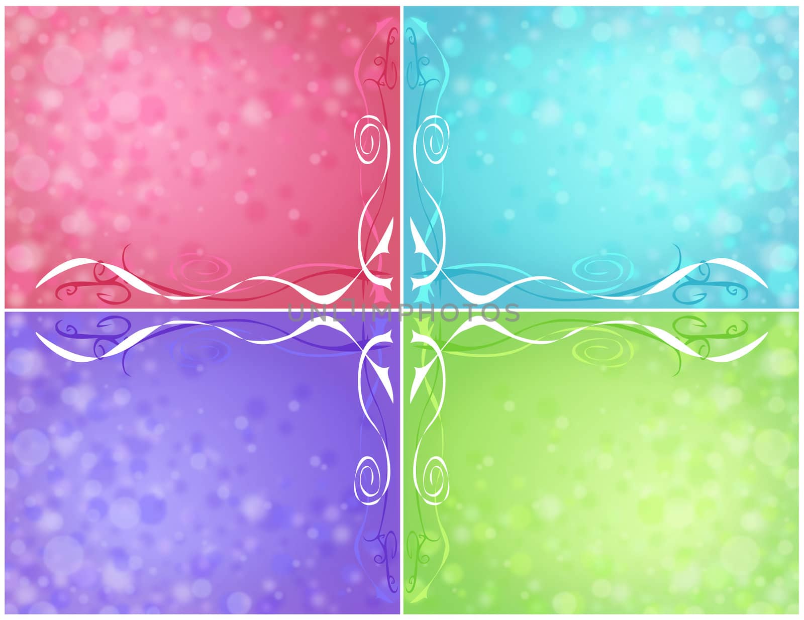 Collage of colurful abstract lights and flourishes to make the perfect fun wallpaper background
