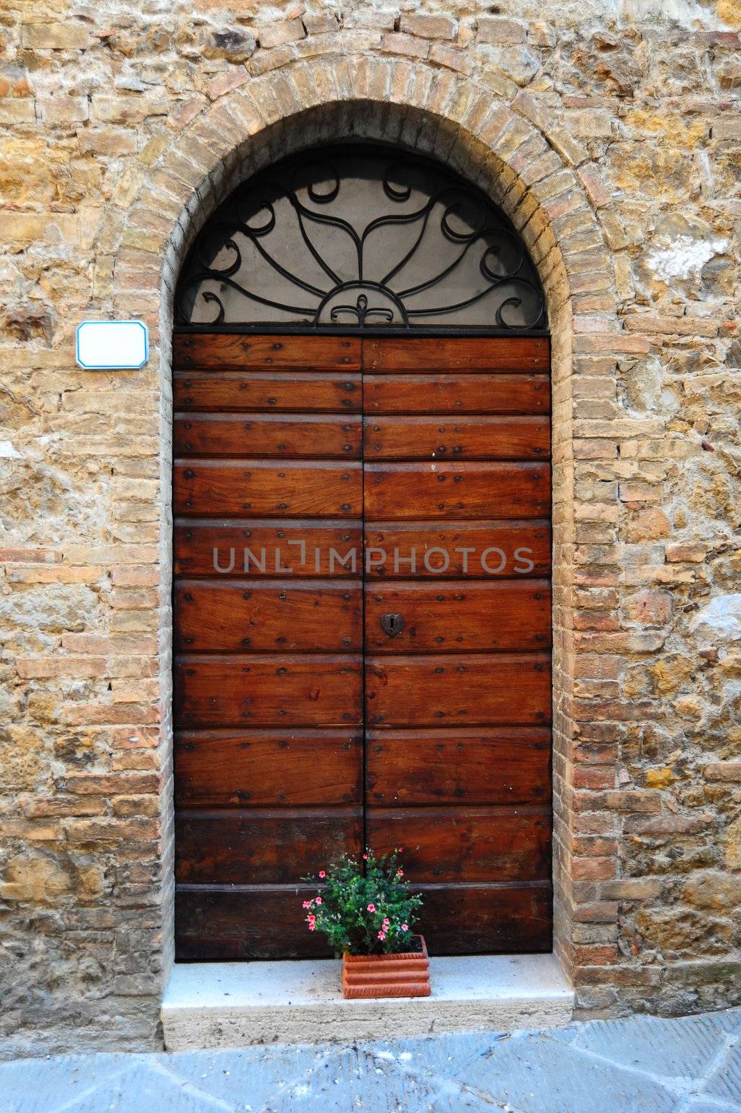 Close-up Image Of Wooden Ancient Italian Door