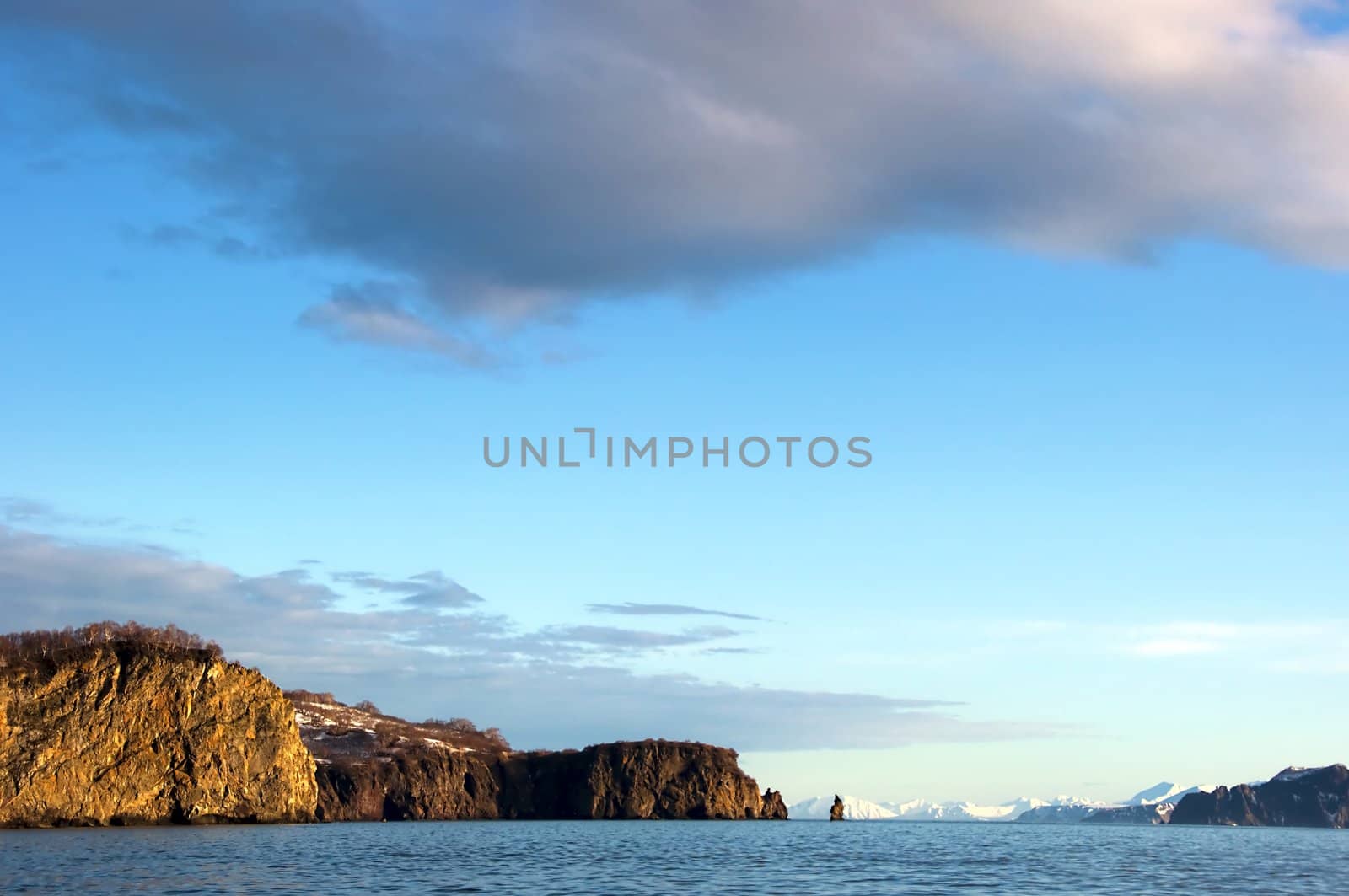 landscape of silent ocean on Kamchatka in Russia