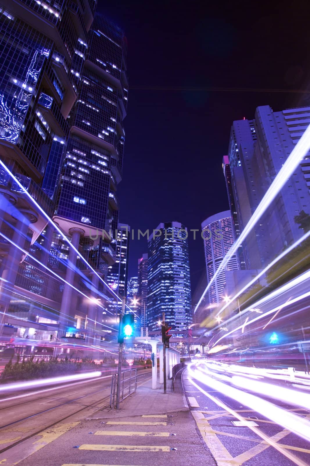 Modern city night traffic (Hong Kong at night)