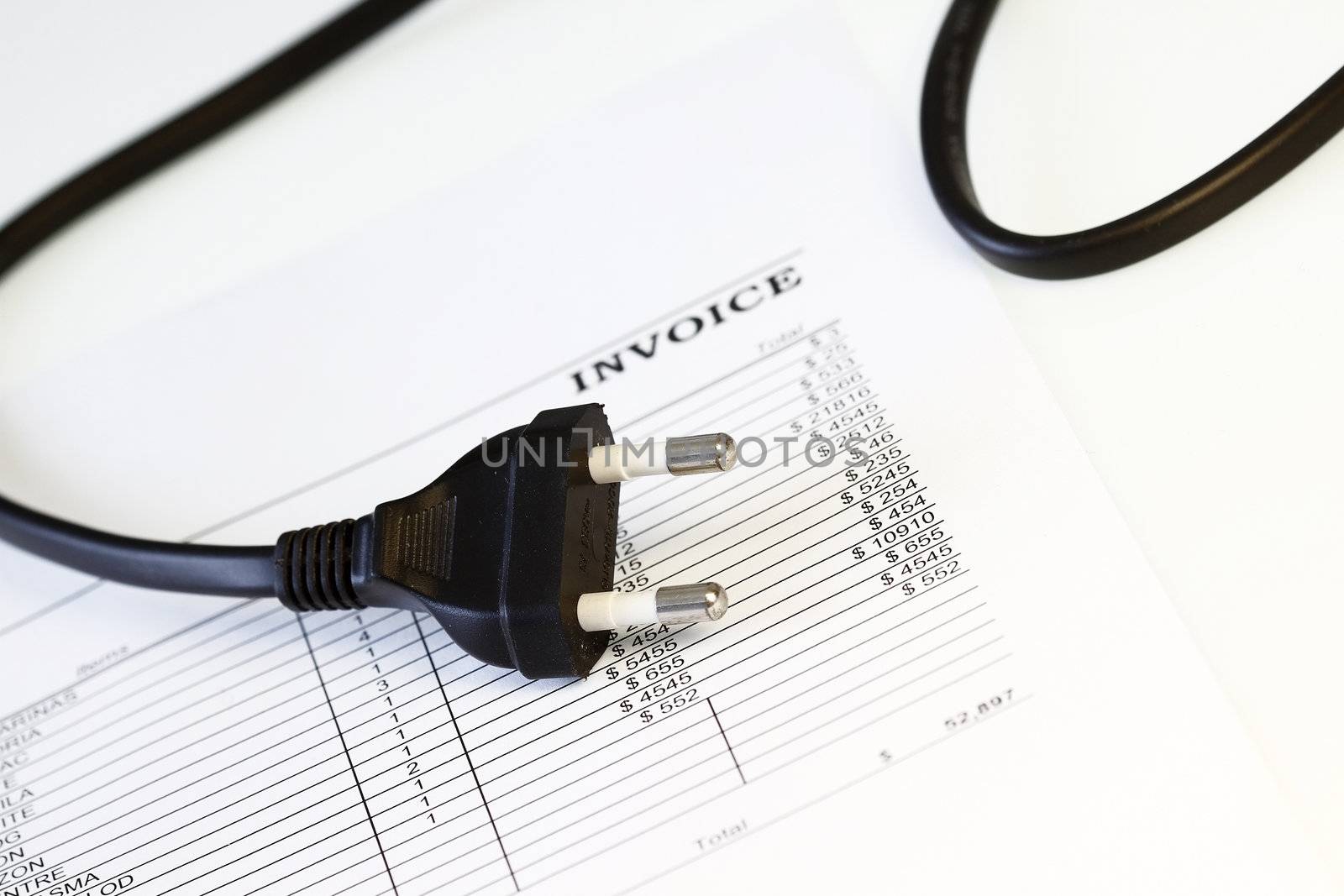 Electricity bill invoice in a white background.