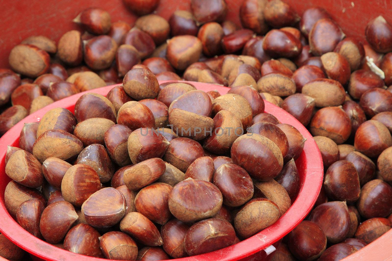 Chestnut being sold in the street of korea.