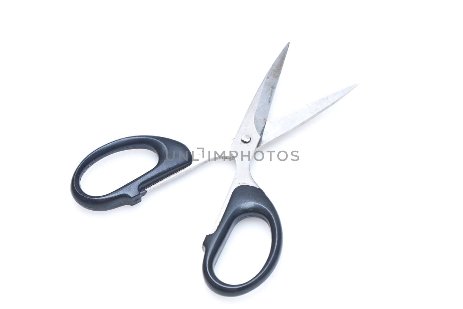 Rusted scissors on white background by kawing921