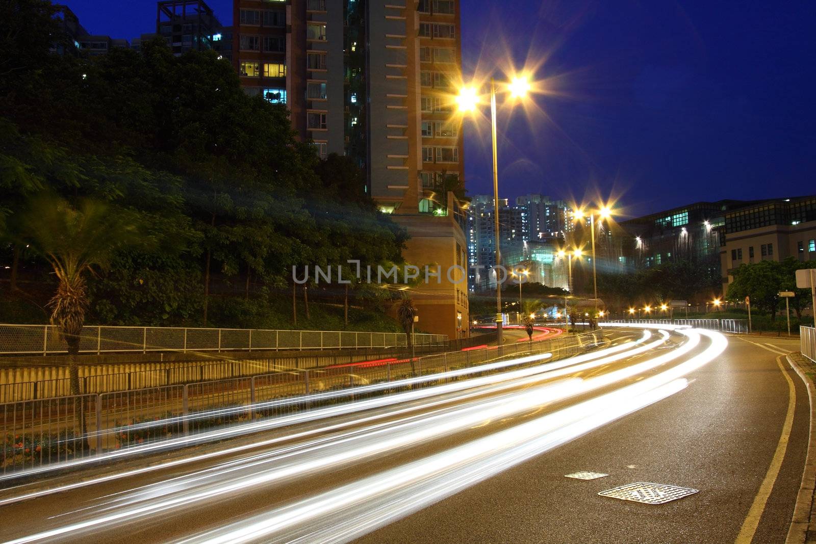 Traffic in city at night