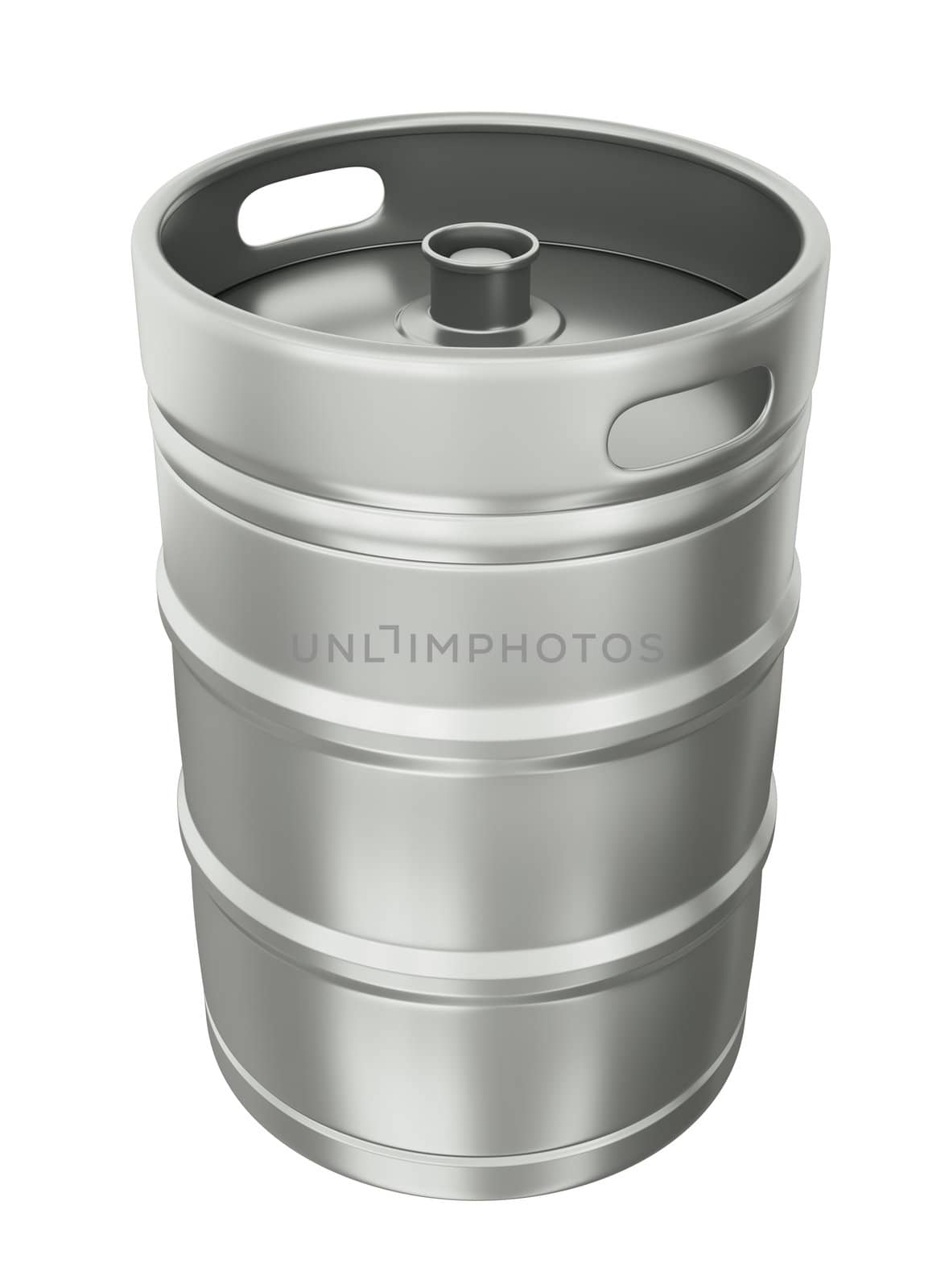 Beer keg over white background. 3D render.