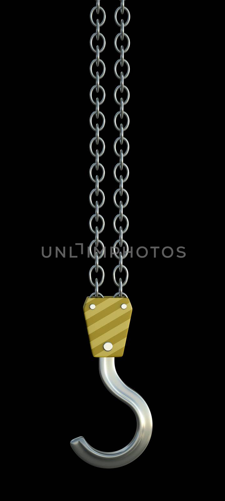 Crane hook isolated on a black background.
