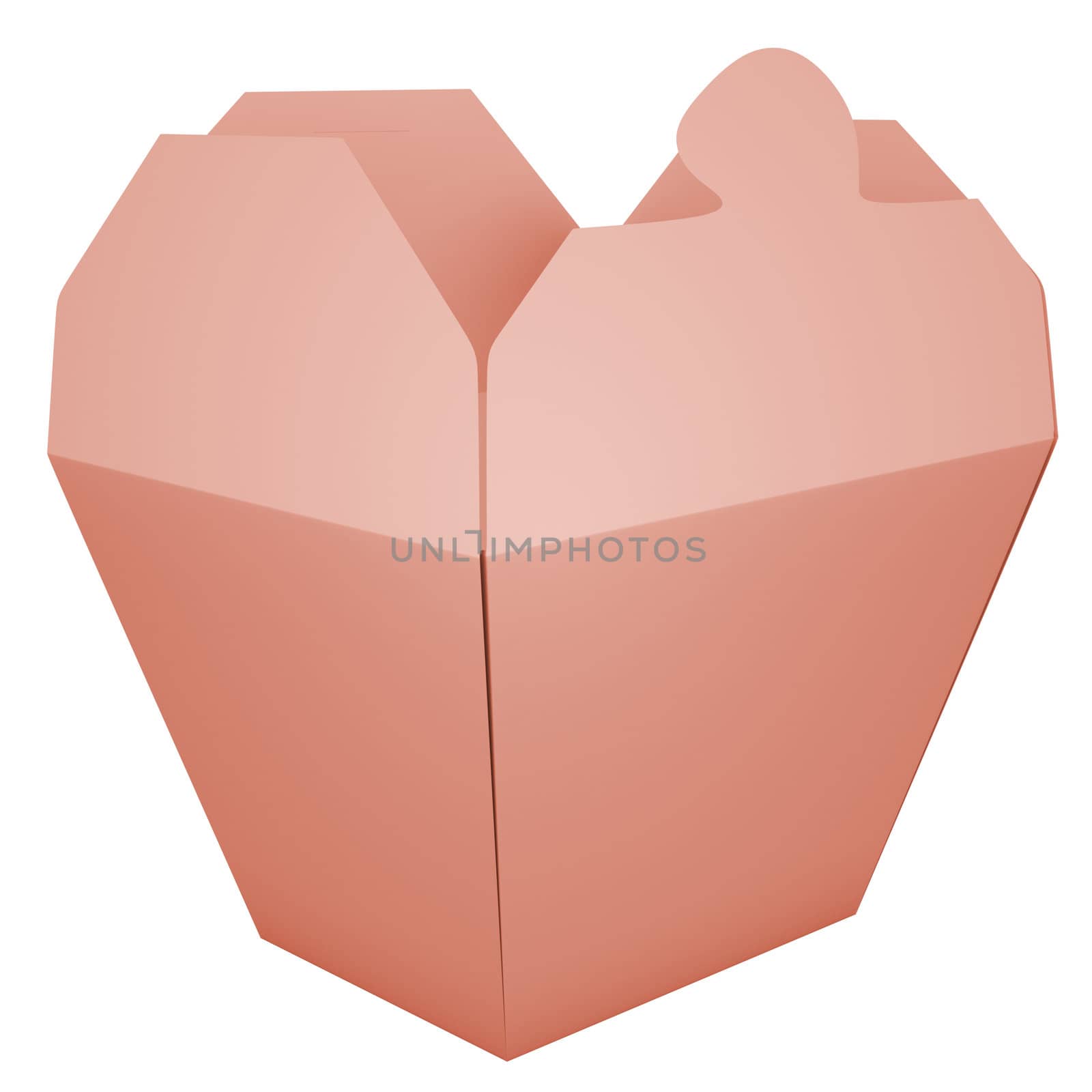 Red chinese takeout food container. 3D render.