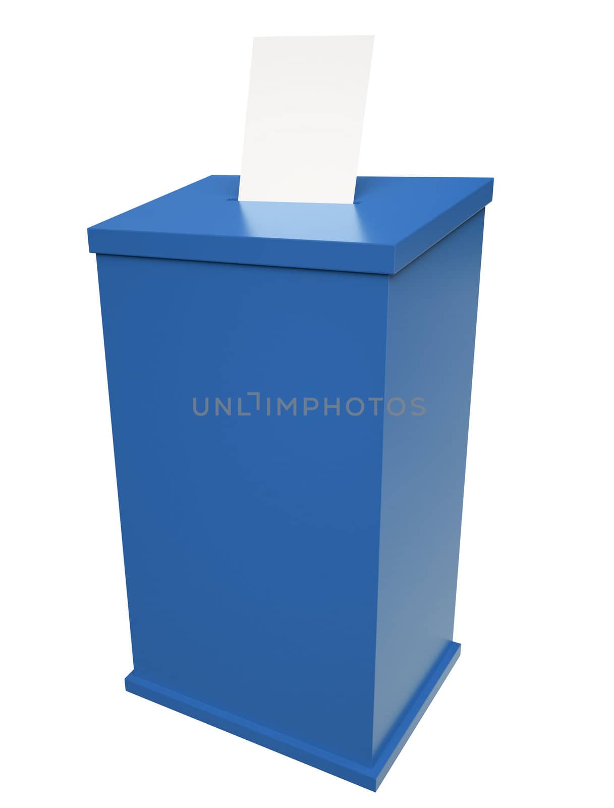 Blue ballot box. 3D render.