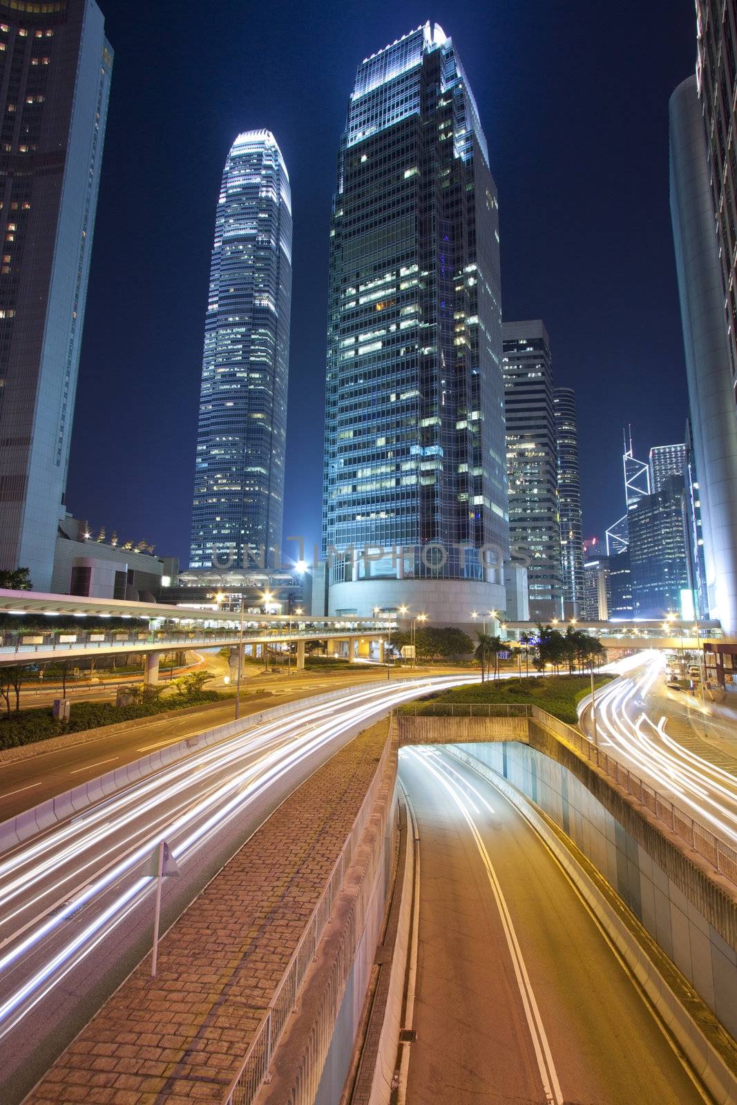 Hong Kong at night, it shows the busy atmosphere in this city.