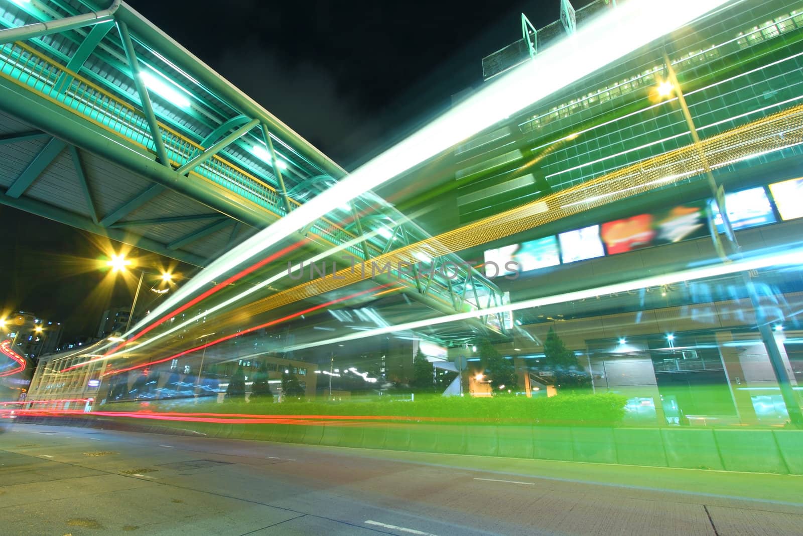 Traffic in downtown of Hong Kong at night