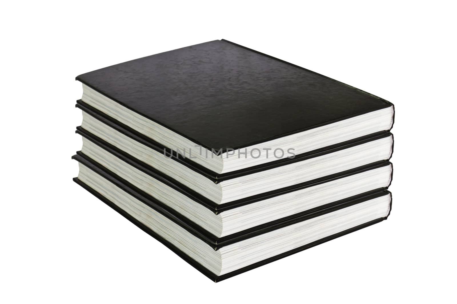 black book in row  isolated on white