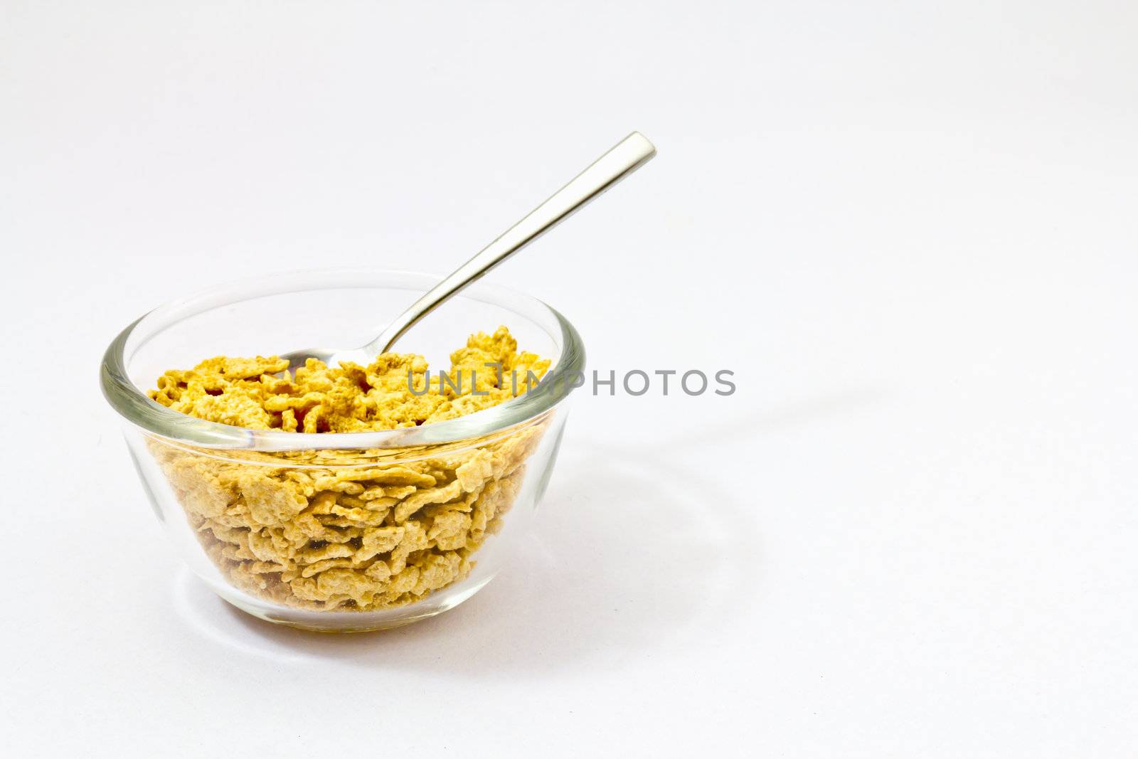 Corn flakes in a bowl-healthy light breakfast