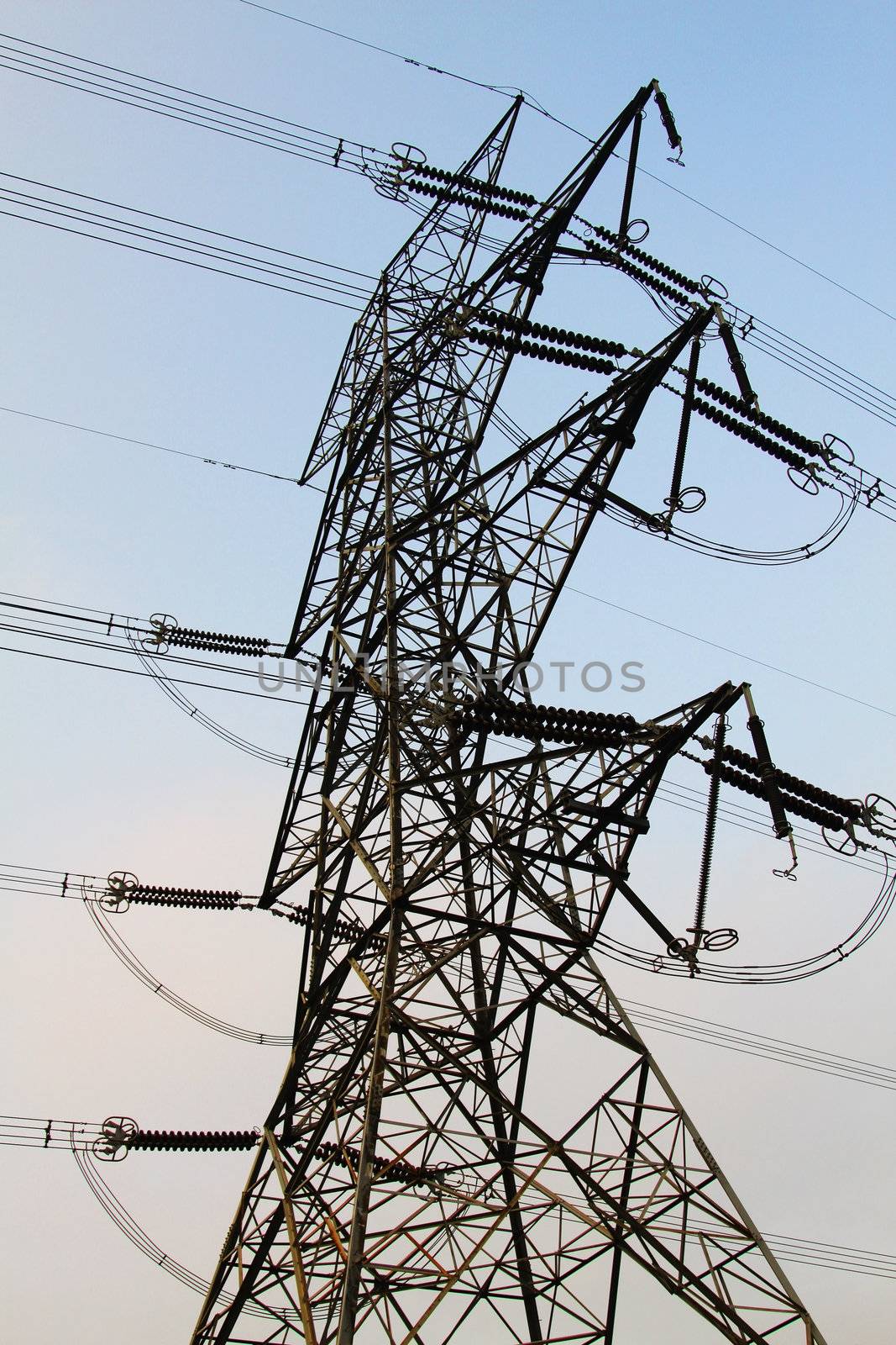 Power transmission tower with cables 
