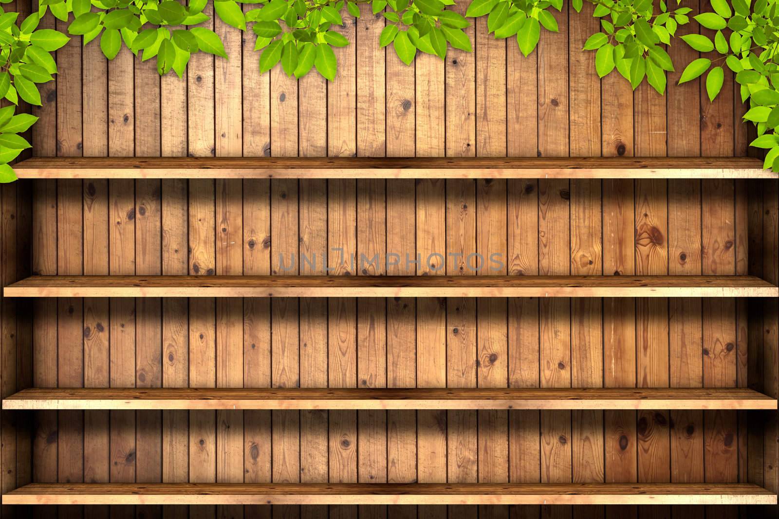 Wooden book Shelf  by Suriyaphoto