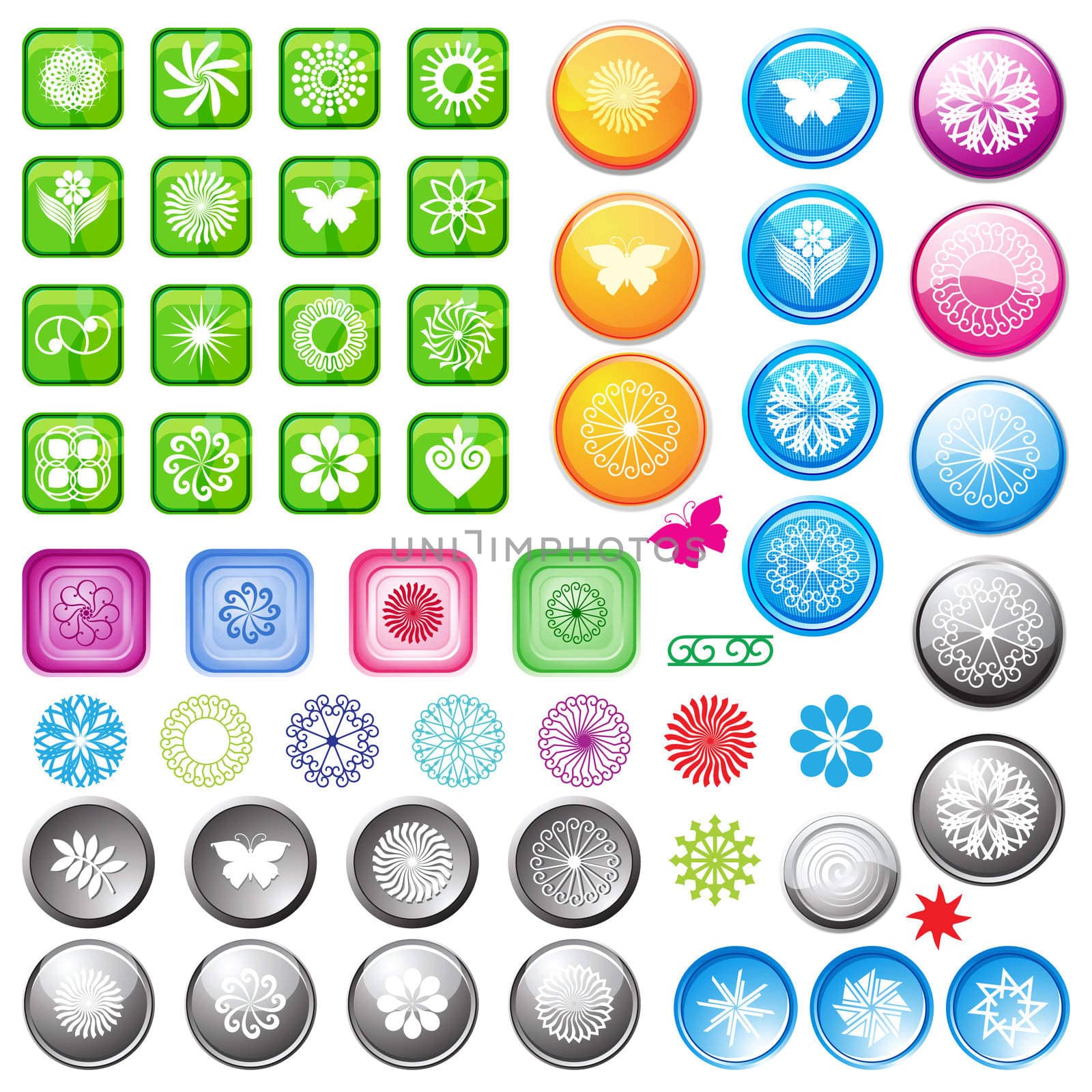 collection of button in varies colors at different circle