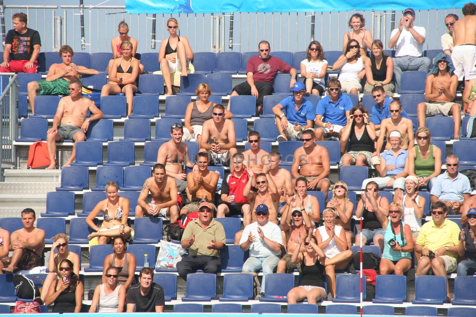 Spectators at the finals of the Dutch championship beach volleyball in Scheveningen