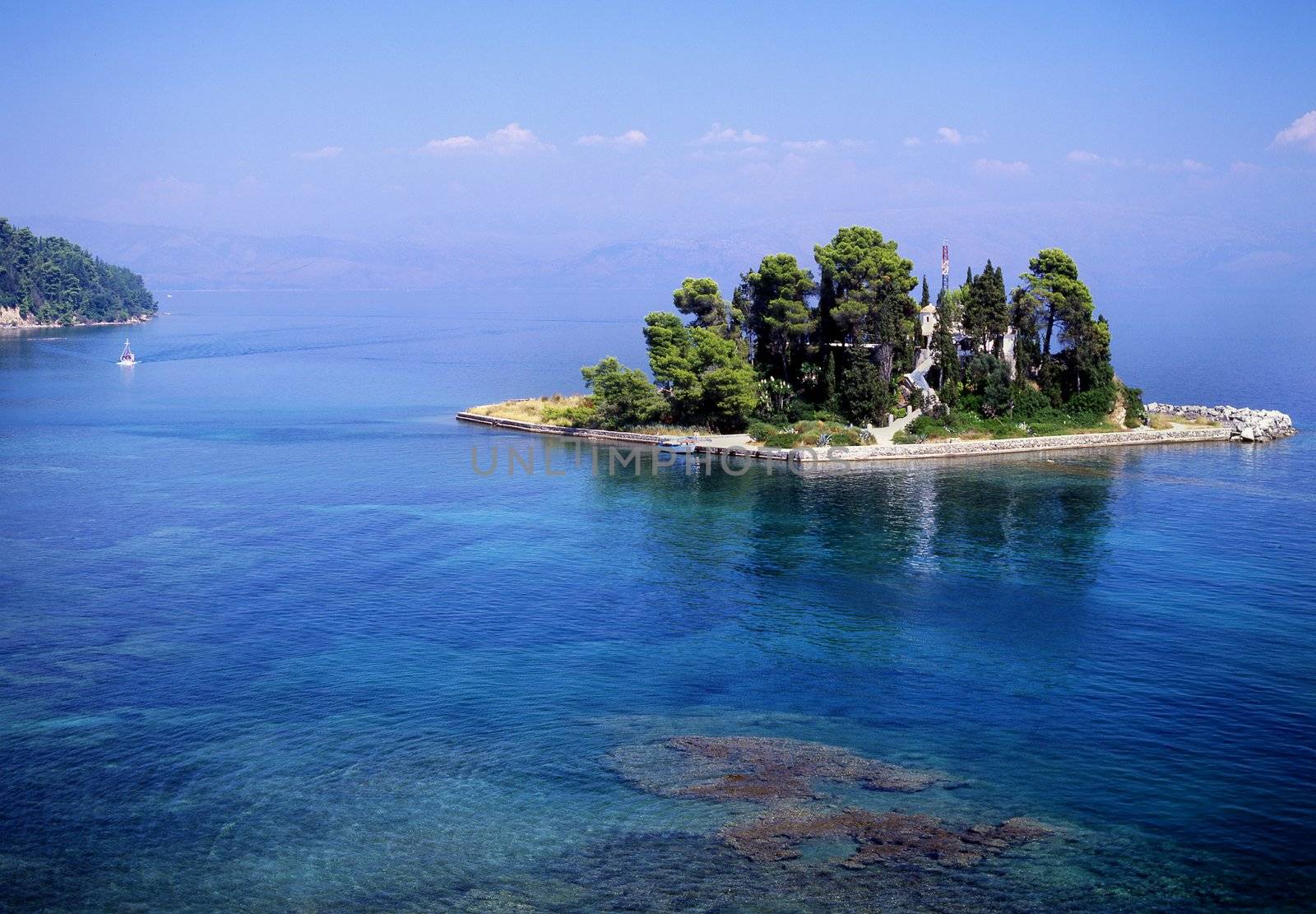 A small island off the coast of Corfu town, greece