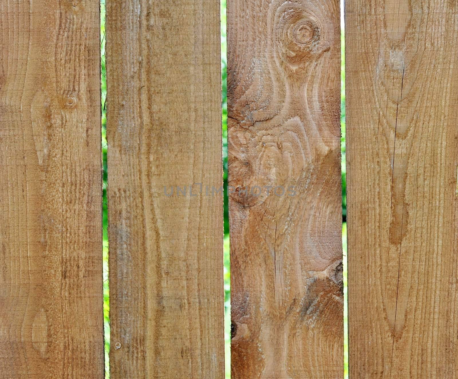 Fence from wooden boards on a summer residence in the vicinities of Moscow, Russia