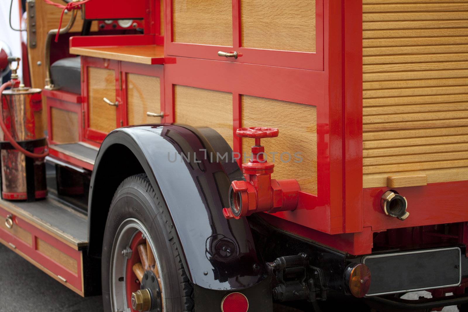 Old vintage fire engine detail 