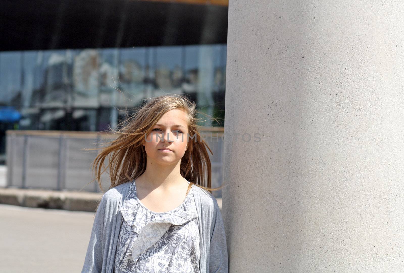 a stunning teenage girl at cardiff bay wales uk