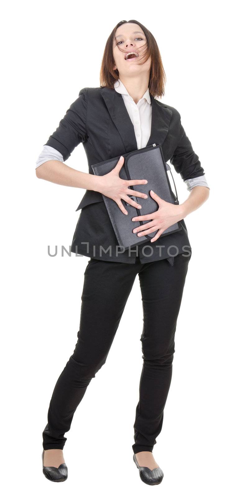 office manager, a young woman on a white background