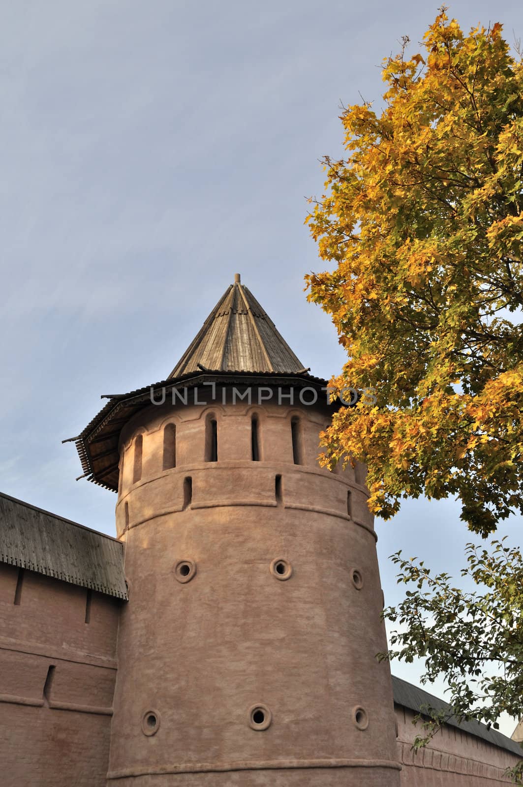 Tower of medieval Spaso-Evfimevsky Monastery in Suzdal. The Golden Ring of Russia.