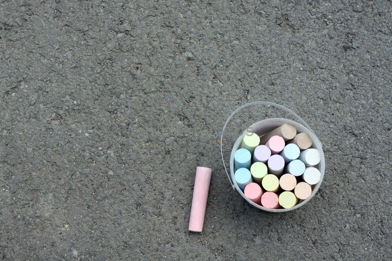   sidewalk chalks on the ground