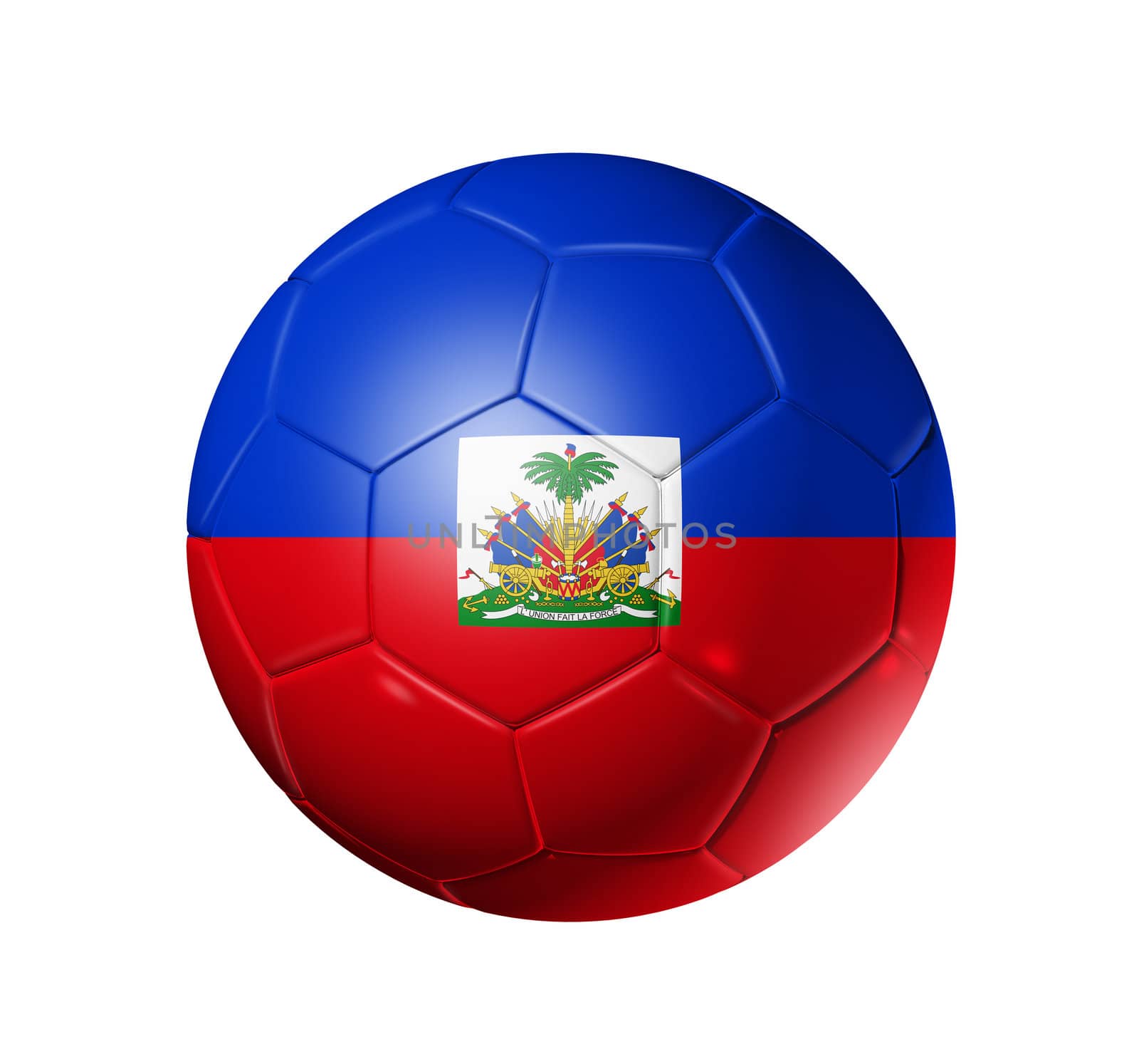 3D soccer ball with Haiti team flag. isolated on white with clipping path