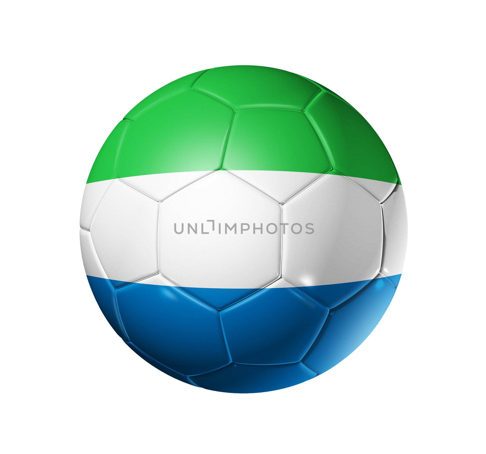 3D soccer ball with Sierra Leone team flag. isolated on white with clipping path