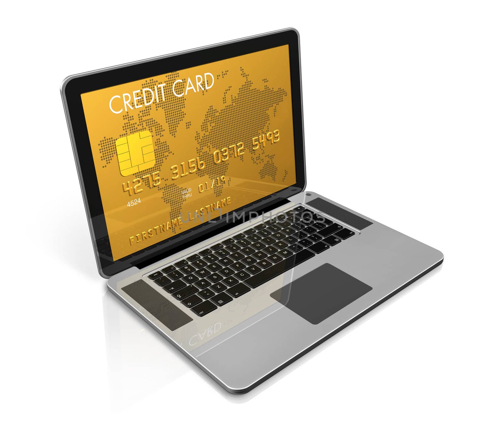 gold credit card on a laptop screen by daboost