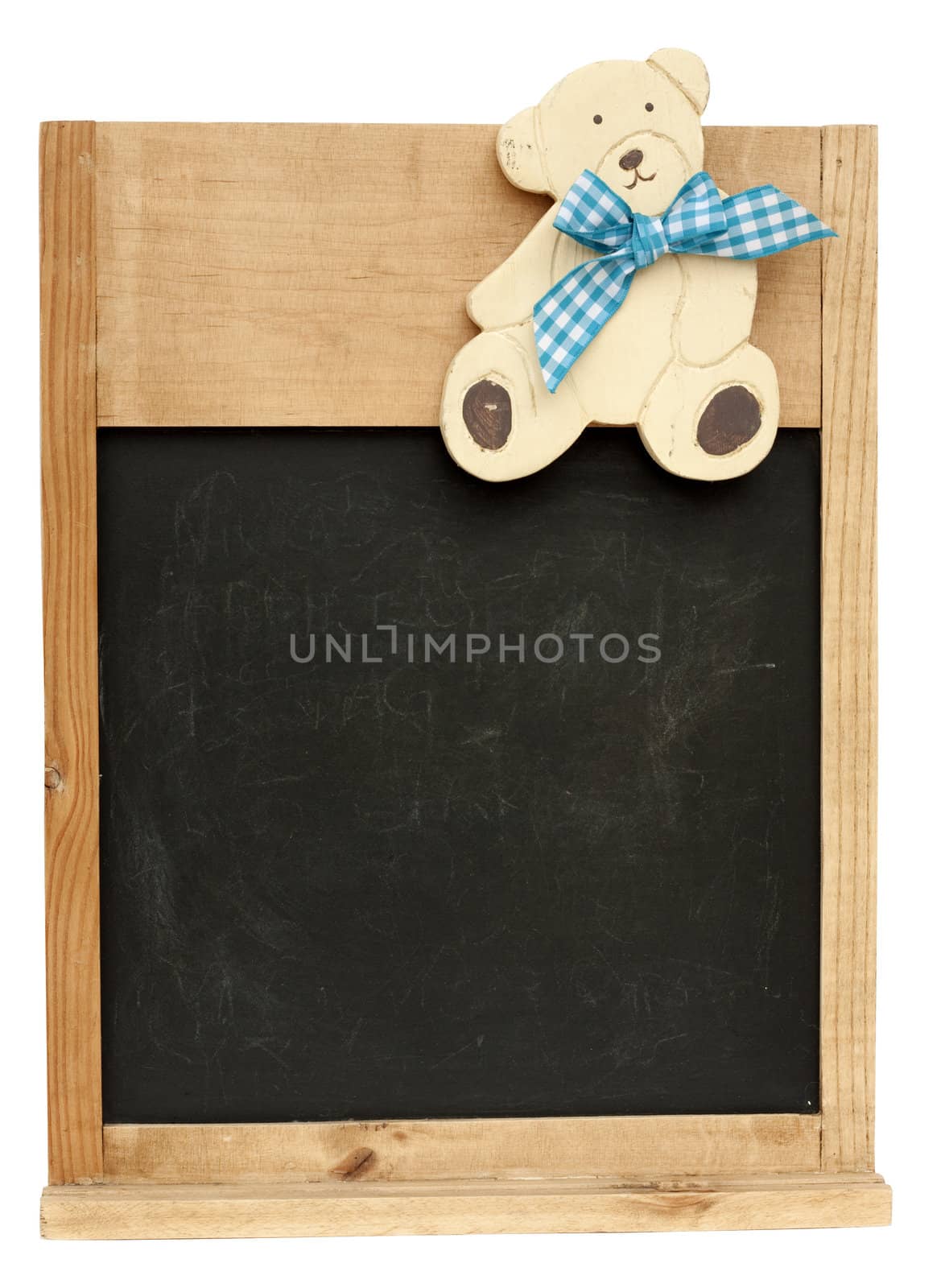 Vintage children's blackboard with a cute teddy bear