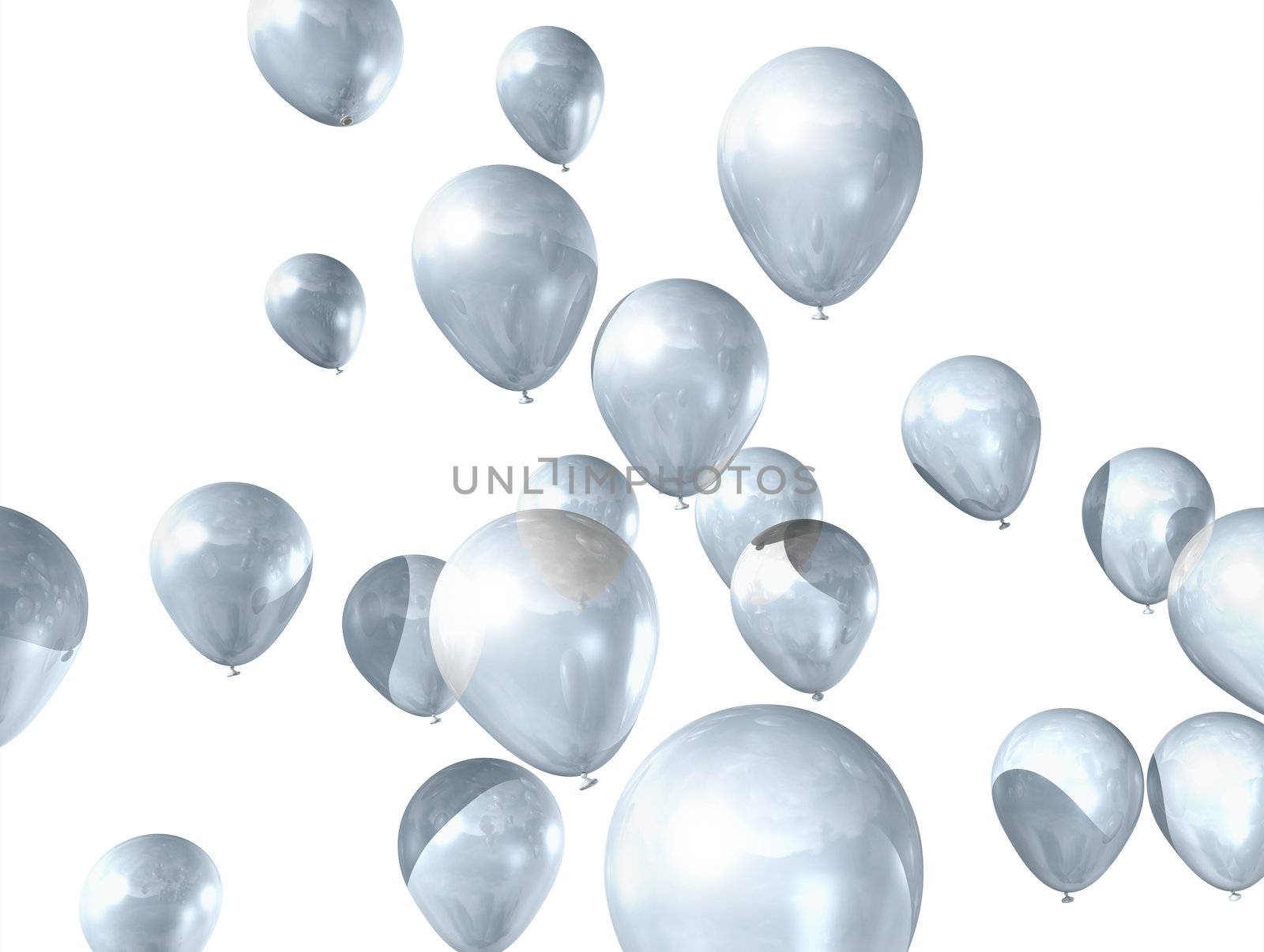 3D white air balloons isolated on white background