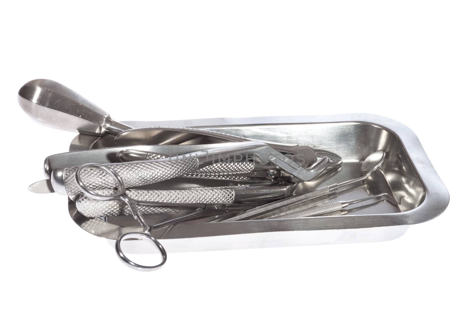 Dental instruments, photo on the white background 