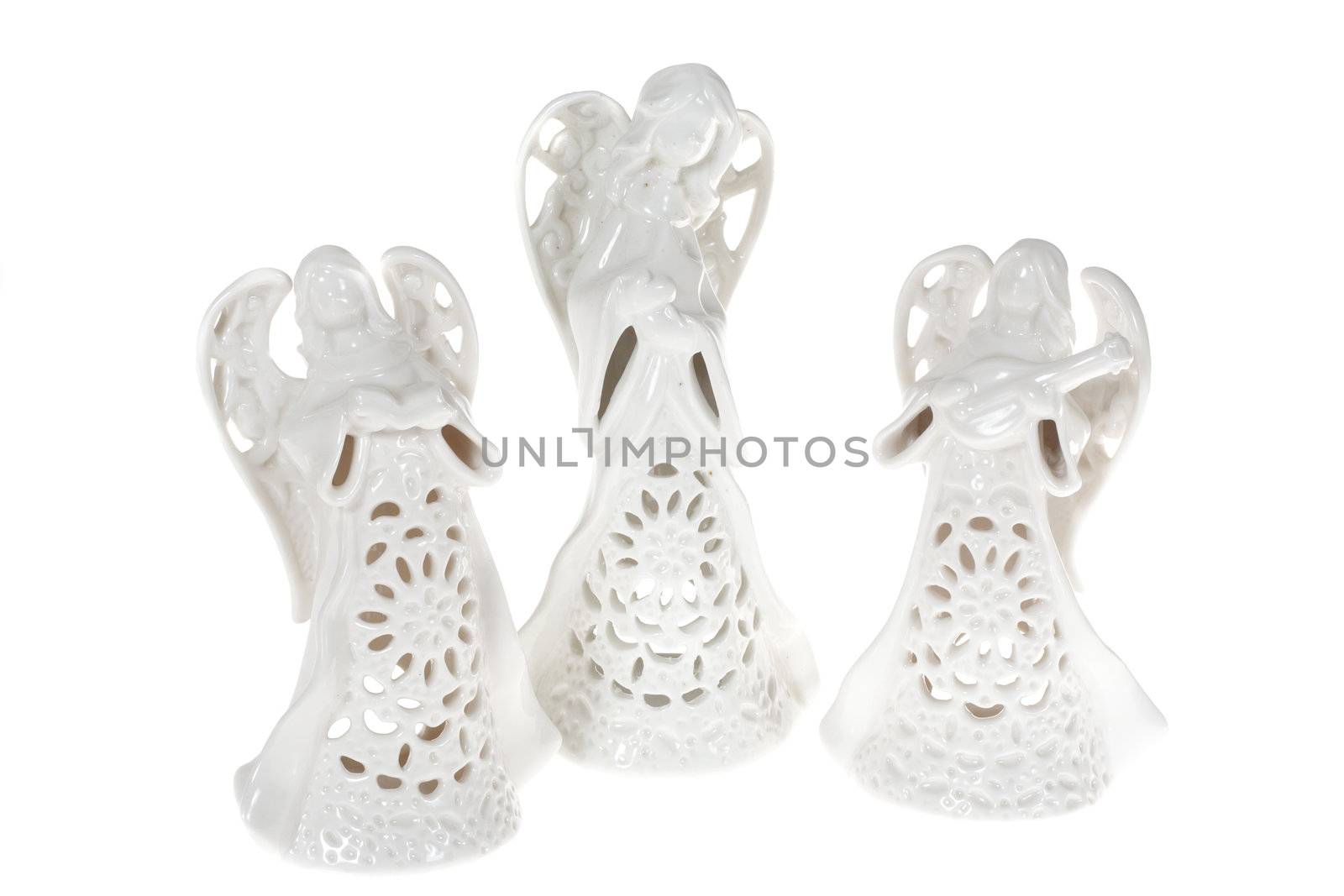 ceramic angels photo on the white background