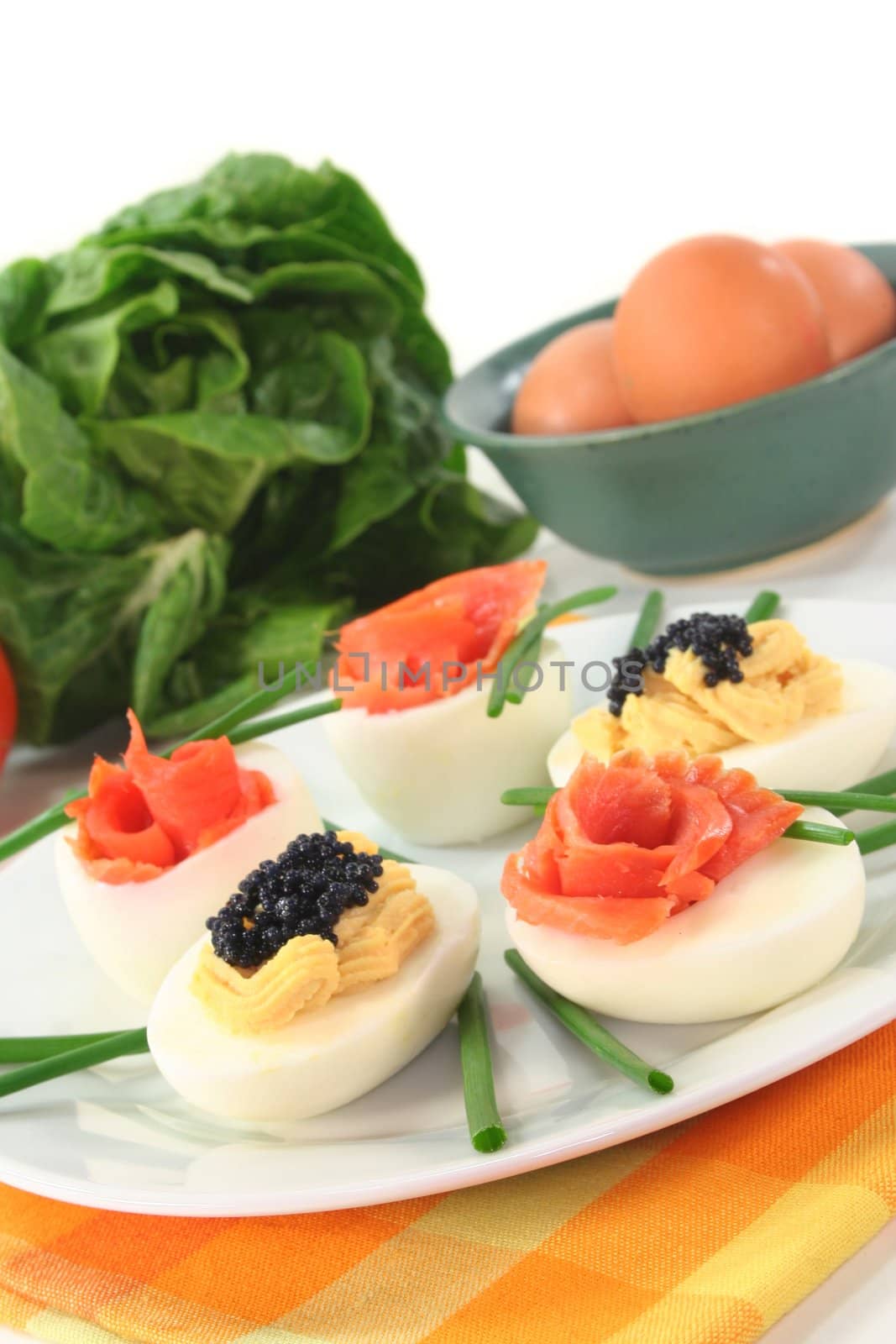 hard-boiled eggs with various delicious fillings