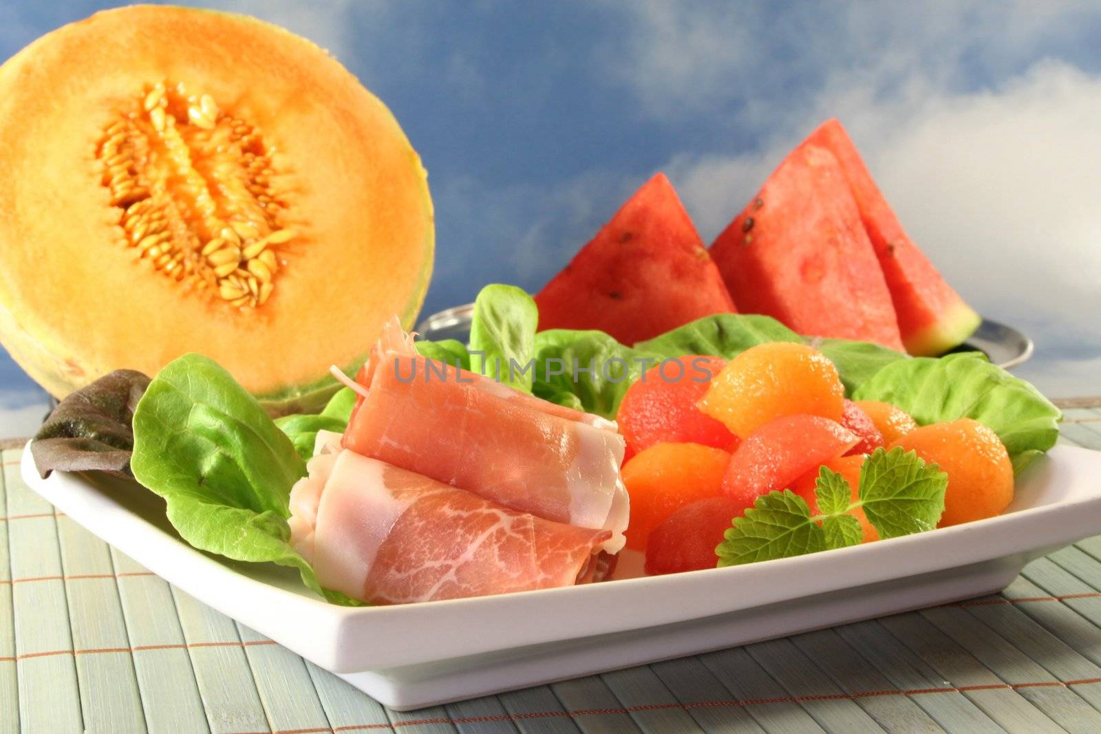 Ham with melon by silencefoto